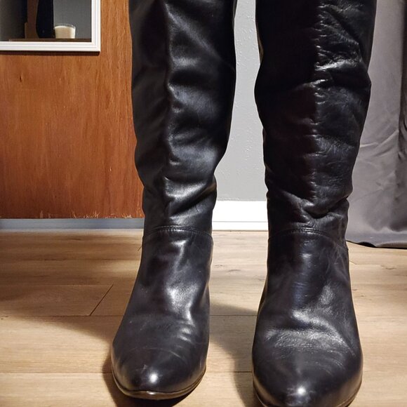 Vintage Nine West Knee High Women's Black Leather Boots - Picture 5 of 9